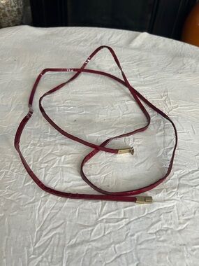 Slim Red Women’s Waist Belt with Gold Accents